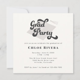 Black and White Tassel Grad Party Invitation