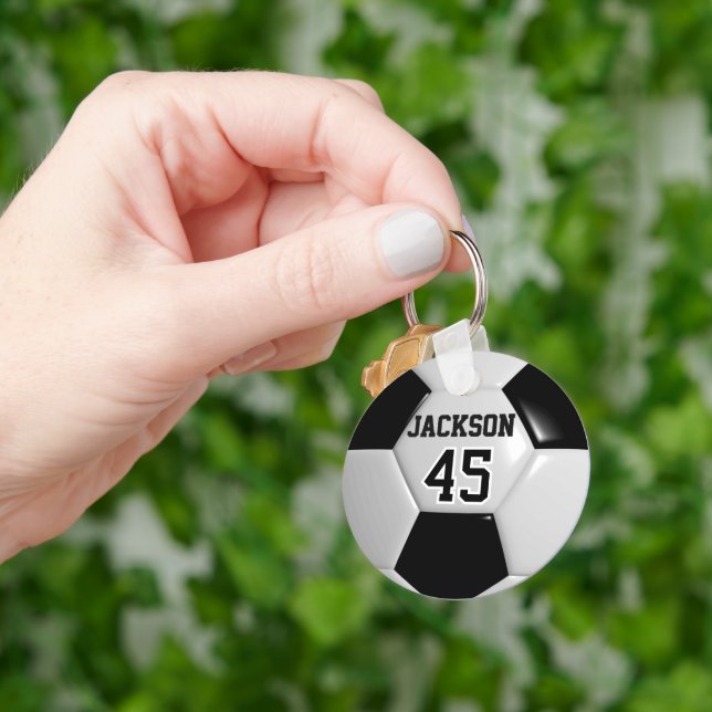 Black and White Team Fußball ⚽ Ball Schlüsselanhänger (Hand)