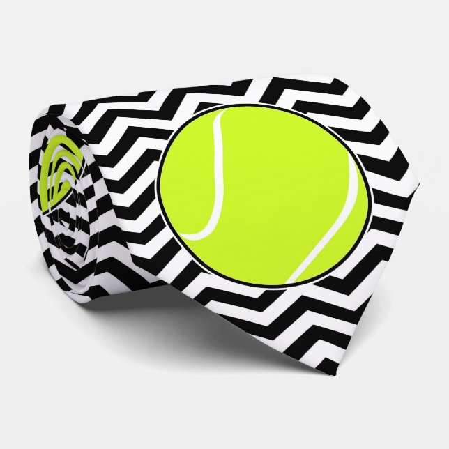 Black and White Tennis Player oder Coach Neck Tie Krawatte (Gerollt)