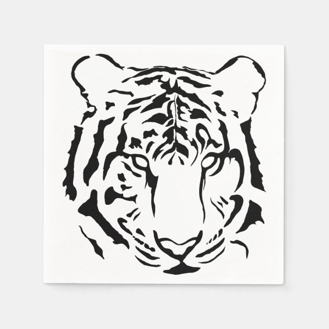 Black and White Tiger Cocktail Napkins Serviette (Vorderseite)