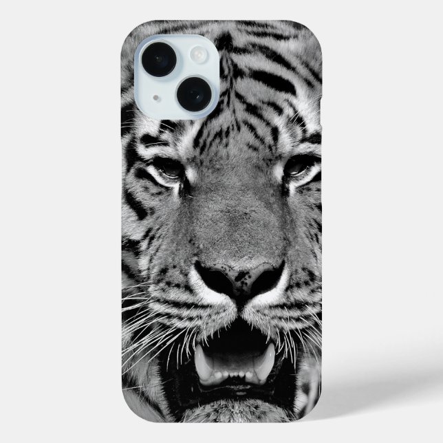 Black and White Tiger Face Case-Mate iPhone Hülle (Rückseite)