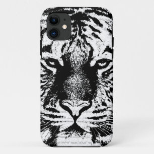 Black and White Tiger Face iPhone 11 Hülle