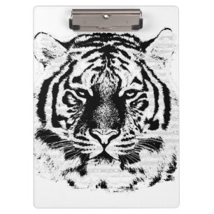 Black and White Tiger Face Klemmbrett