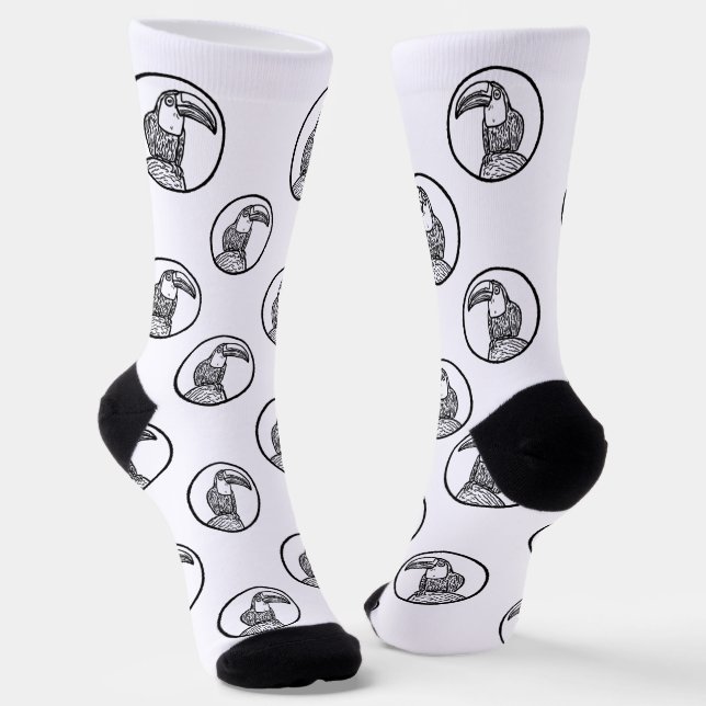 Black and White Toucan Doodle Crew Socks Socken (Gewinkelt)