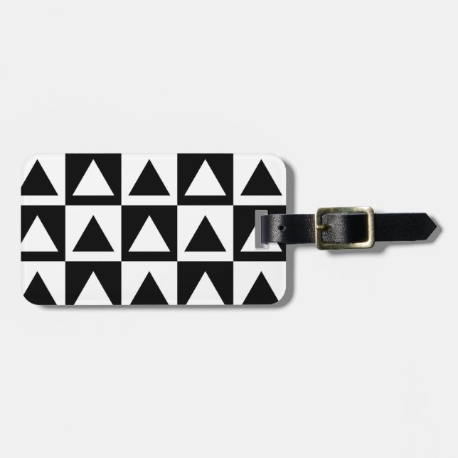 Black and White Triangle getric shape pattern Gepäckanhänger (Vorderseite horizontal)