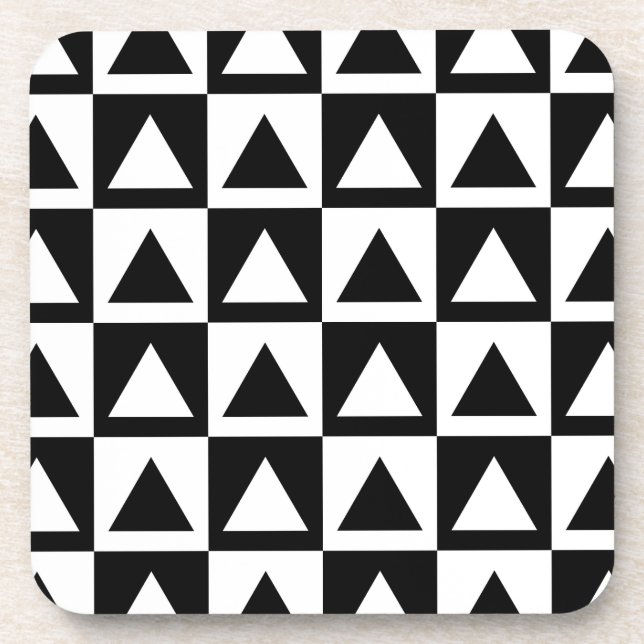 Black and White Triangle getric shape pattern Getränkeuntersetzer (Vorderseite)