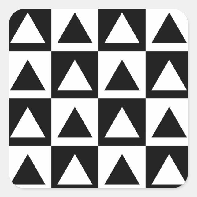 Black and White Triangle getric shape pattern Quadratischer Aufkleber (Vorderseite)