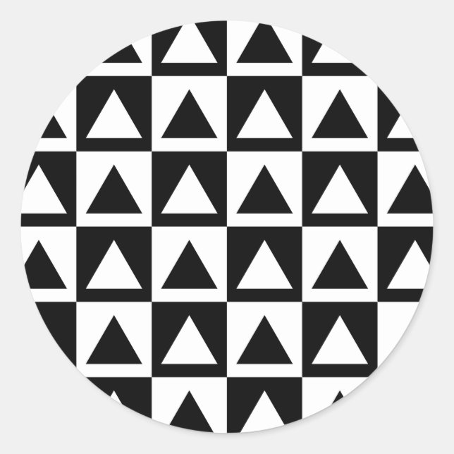 Black and White Triangle getric shape pattern Runder Aufkleber (Vorderseite)