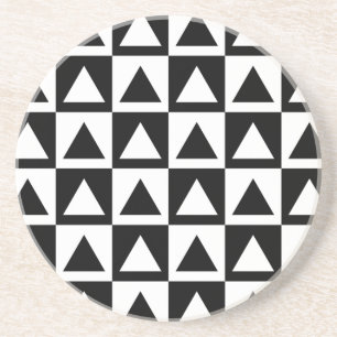 Black and White Triangle getric shape pattern Sandstein Untersetzer