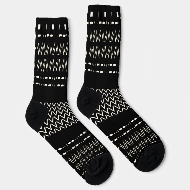 Black And White Tribal Print Crew Socks Socken (Rechts)