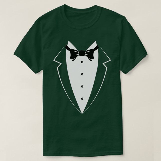 Black and White Tuxedo Bow Tie Funny Costume Novel T-Shirt (Design vorne)