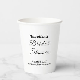 Black and White Typography Bridal Shower Paper Cup Pappbecher