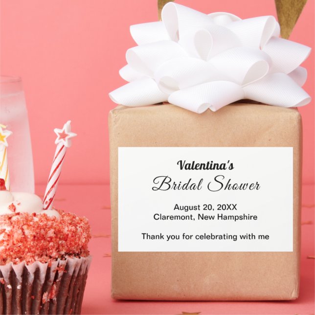 Black and White Typography Bridal Shower Rechteckiger Aufkleber (Party)