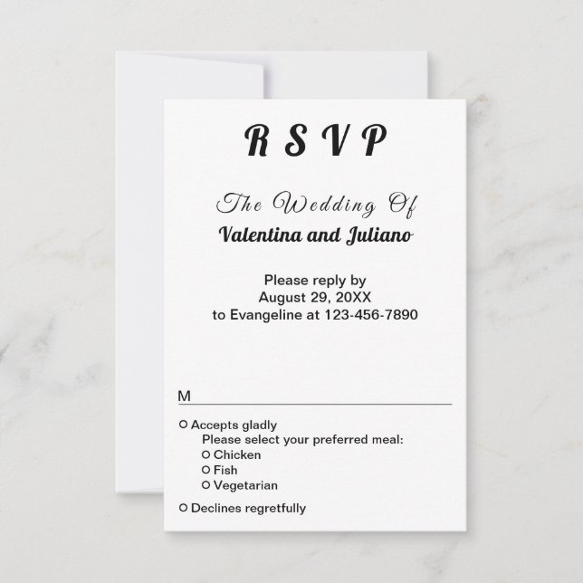 Black and White Typography Portrait Wedding RSVP (Vorderseite)