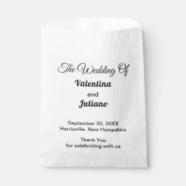 Black and White Typography Wedding Favor Bags Geschenktütchen