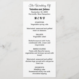 Black and White Typography Wedding Menu Menükarte