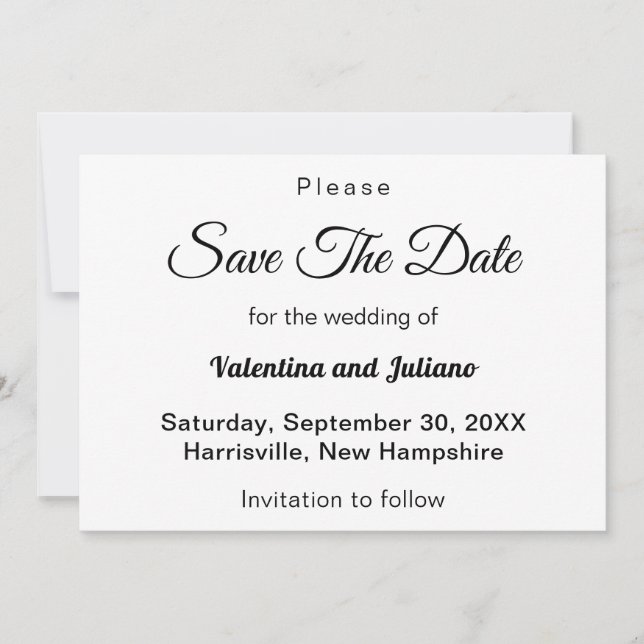 Black and White Typography Wedding Save The Date (Vorderseite)