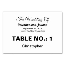Black and White Typography Wedding Table Number Tischnummer