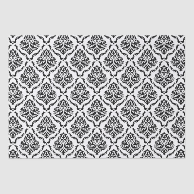 Black and white vintage damask pattern seidenpapier (Vorderseite)