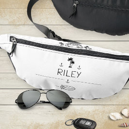 Black and White Vintage Van Surfer Crew Minimalist Bauchtasche