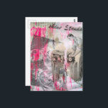 Black and White Vintage Woodworking Postkarte<br><div class="desc">A collage made and photographed by Angelandspot in the year 2026 with vintage images from woodworking book from 1950 and some hot pink paint</div>