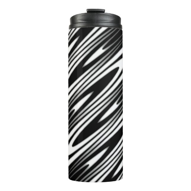 black and white wavy seamless organic pattern thermosbecher (Vorderseite)