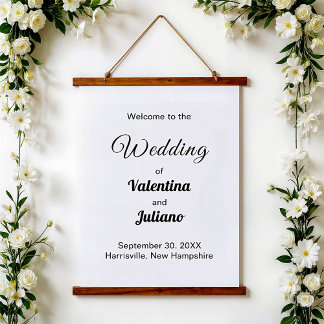 Black and White Wedding Hanging Tapestry Wandteppich Mit Holzrahmen