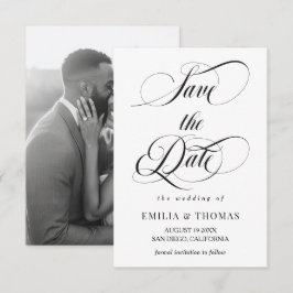 Black and White Wedding Photo Save The Date
