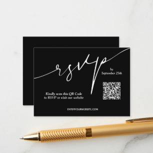 Black and White Wedding QR Code Begleitkarte