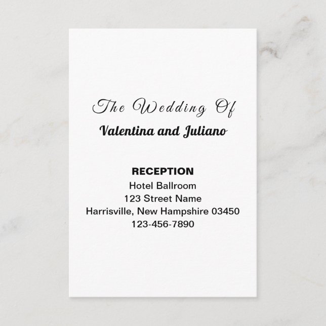 Black and White Wedding Reception Portrait Begleitkarte (Vorderseite)