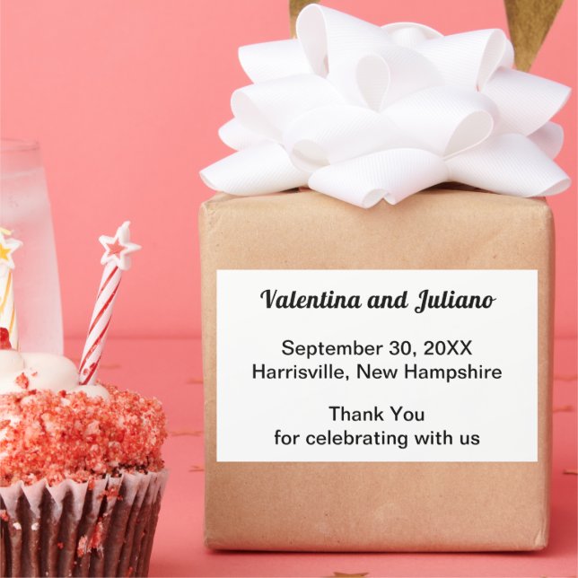 Black and White Wedding Rectangle Favor Sticker (Party)