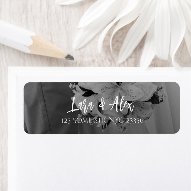 Black and White Wedding Return Address Label (Insitu)