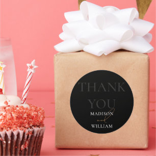 Black and White Wedding Vielen Dank Runder Aufkleber