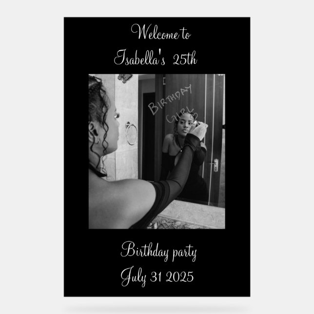 Black and white Welcome to the birthday party  Acrylschild (Vorderseite)