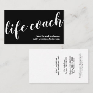 Black and White Wellness Coach Business Card Visitenkarte