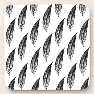 Black and White White Lily Leaf Print Getränkeuntersetzer