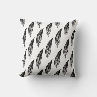 Black and White White Lily Leaf Print Kissen