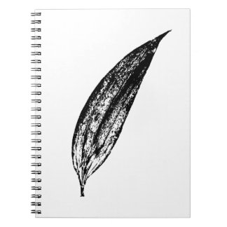 Black and White White Lily Leaf Print Notizblock