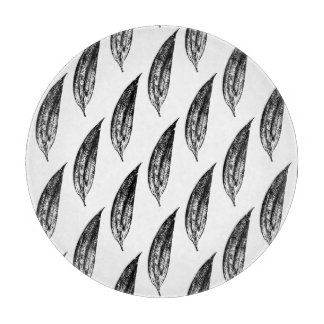 Black and White White Lily Leaf Print Schneidebrett