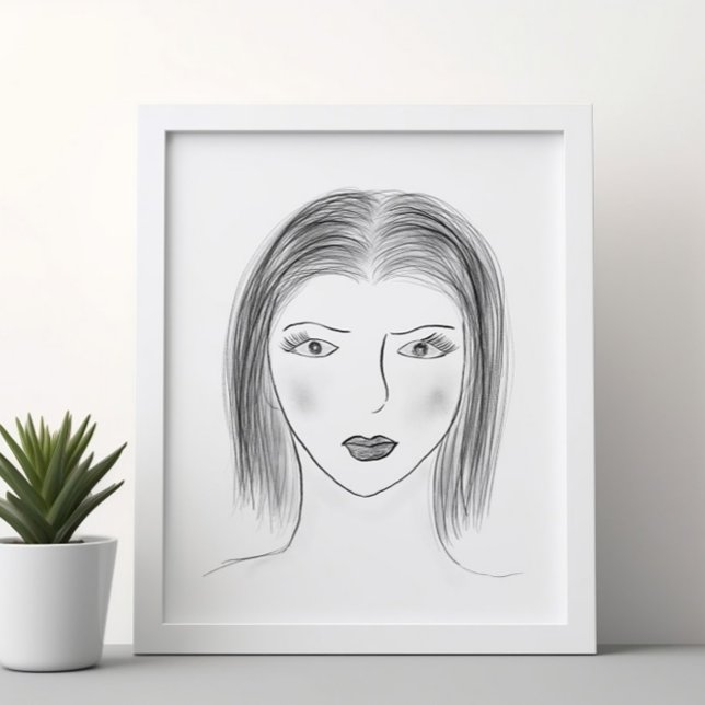 Black and White Woman Face Sketch for Gallery Wall Poster (Von Creator hochgeladen)