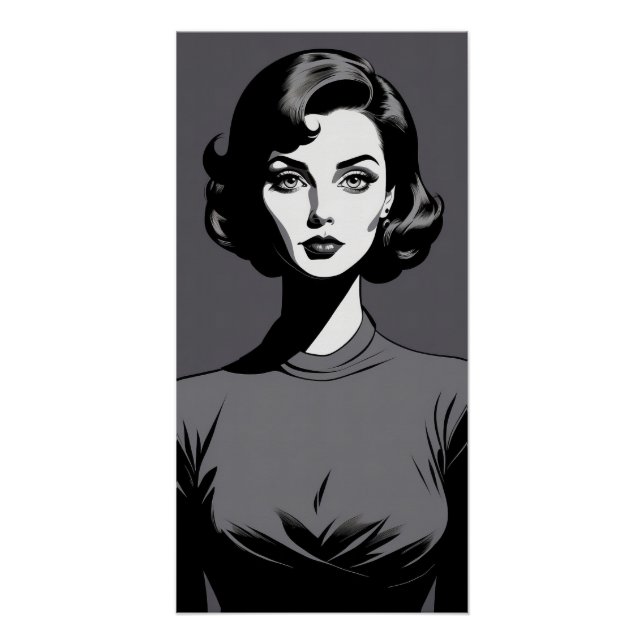 Black and White Woman Portrait Poster (Vorderseite)
