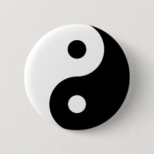 Black and White Yin Yang Button