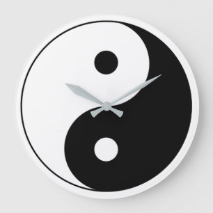 Black and White Yin Yang Große Wanduhr