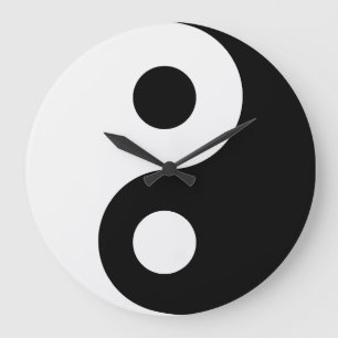 Black and White Yin Yang Große Wanduhr