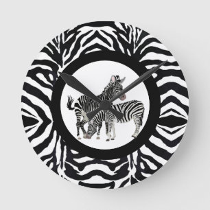 Black and White Zebra  Round Acrylic Wall Clock Runde Wanduhr
