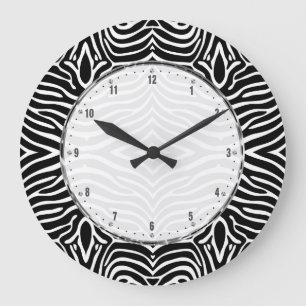 Black And White Zebra Stripes Große Wanduhr