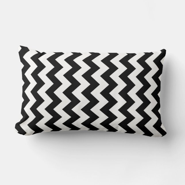Black and White Zigzag Lendenkissen (Vorderseite)