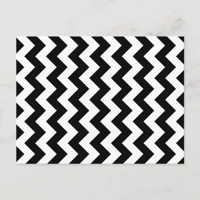 Black and White Zigzag Postkarte (Vorderseite)
