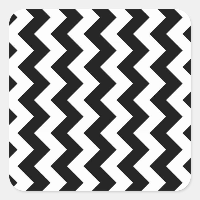 Black and White Zigzag Quadratischer Aufkleber (Vorderseite)