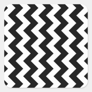 Black and White Zigzag Quadratischer Aufkleber